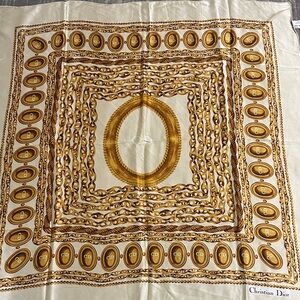 Christian Dior Gold and Cream Silk Scarf